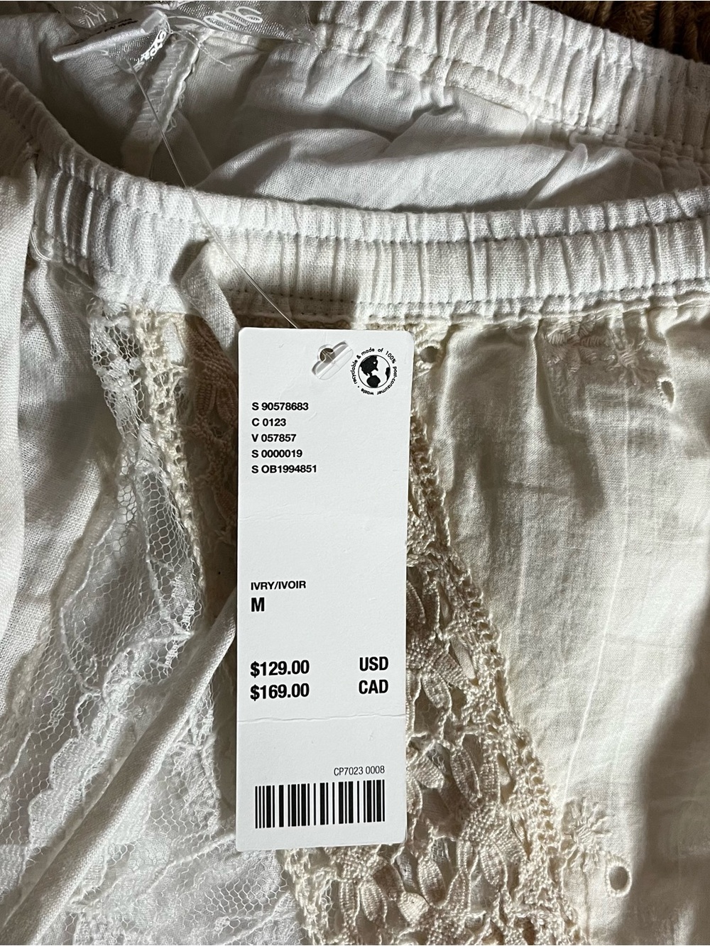 NWT Kimchi Blue Cream Lace Patchwork Wide-Leg Pants - Picture 8 of 10